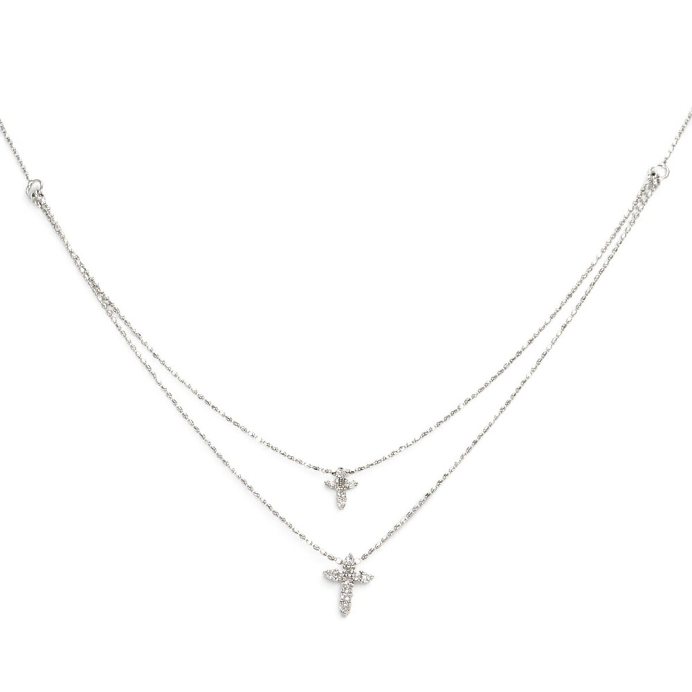 K14 14K WG White Gold Necklace with 0.15ct Diamond, Total Weight 1.8g, 39cm, ...
